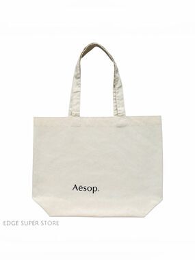 Aesop Large Canvas Tote Bag Shopper Reusable Cotton Natural Beige 19" x 15"